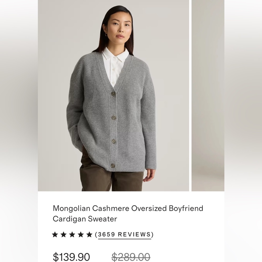 Quince Mongolian Cashmere Cardigan Medium Heather Grey